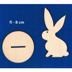 Królik , zajączek 12,5x7cm na podstawce fi-8cm   / Wielkanoc / sklejka #3mm / IV , zając